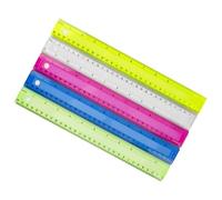 4Pcs 12Inch Clear Rulers Math Ruler Colorful Drawing Ruler with Inches Centimeters Scale for Drawing Drafting Measuring