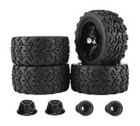 4Pcs 12mm Hex Truck Tires with Wheels and Rims-Durable Off-Road Replacement Set for 1/10 Scale RC Cars,Compatible with HSP,Traxxas, Tamiya,Axial & HPI,Perfect for Monster Trucks,Buggies&Craw
