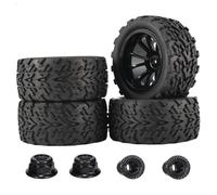 4Pcs 12mm Hex Truck Tires with Wheels and Rims-Durable Off-Road Replacement Set for 1/10 Scale RC Cars,Compatible with HSP,Traxxas, Tamiya,Axial & HPI,Perfect for Monster Trucks,Buggies&Craw