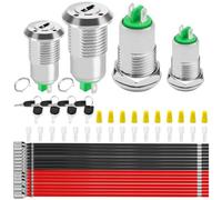 4PCS 12mm ON/OFF Metal Key Lock Switch Mini Electric Key Switch Ignition Starter Switch 2 Pin SPST 3A 250V AC/5A 125V AC with Terminal Wire Sheath Wiring Cap for Electric Bikes Go Kart