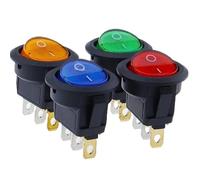 4Pcs 12V/220V 16A button rocker switch 3-pin KCD1(Blue,220 V)