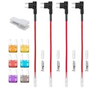 4PCS 12V 24V Add-a-Circuit Micro 2 Fuse Tap Kit - Piggyback Blade Holder with 16AWG Wire Harness, Fuse Puller & 6PCS Micro 2 Blades (5A 10A 15A), Dual Slot Adapter for Car, Van, Truck Accessories
