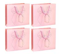 4Pcs 13" Large Paper Gift Bag, 32 x 26 x 11CM Gift Bags for Presents, Thickened Gold-stamped Bow Texture Gift Bag for Wedding Christening Birthday Communion Graduation Congratulations (Pink)