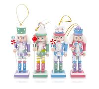 4pcs 13cm Wooden Nutcracker Soldier Christmas Nutcracker Figures Ornaments,Nutcracker Christmas Decorations,Nutcrackers Gifts Nutcracker Soldier Puppet Doll for Tree Tradition Xmas Gift Indoor Decor