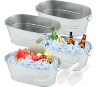 4PCS 13L Galvanized Tub Champagne Bucket with Carry Handle Large Metal Drink Buckets with Scoops for Parties,BBQs and Bars Cooling Bottles, Cans of Beer or Soft Drinks Beer Champagne Cocktails