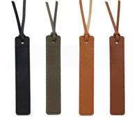 4Pcs 13x2.4CM Leather Bookmark Classic Stitched Bookmarks with Leather Rope Page Markers for Book Lovers Readers Writers Accessories(4 Colors)