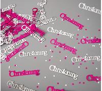 4pcs 14 Gram Pink & Silver Christening Confetti Table Scatter Glitz Sprinkles Stardust Baby Boy Girl Party Tableware Baptism Decorations