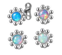 4Pcs 14g G23 Titanium Hypoallergenic Fire Opal Dermal Anchor Tops and Base Microdermals Jewelry for Body Piercing, 4 UK, Stainless Steel, no gemstone