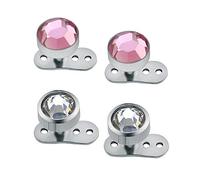 4PCS 14g White/Pink Crystal Dermal Anchor Tops and Base Surgical Steel Dermal Body Piercing