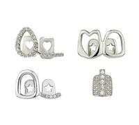 4PCS 14K Gold Plated Grillz Single Double Tooth Caps Vampire Fangs Fake Grill Open Face Diamond Grills for Your Teeth Grillz for Women Men Hip Hop Rapper Costume Accessory, One Size, Brass, Cubic