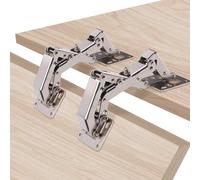 4pcs 170 Degree Hydraulic Cabinet Hinges, Adjustable Lazy Susan Hinges with 32 Screws Concealed Multi Pivot for Corner Turntables Wardrobes & Cabinets
