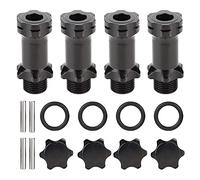 4Pcs 17mm Hex Hub Extension Adapter | Aluminum Upgrade for 1:8 RC Cars | Sturdy Replacement Part/Off - Road Buggy Accessory | 8mm Shaft Compatibility (Black)
