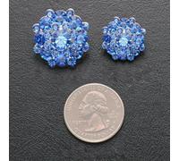 4pcs 18/24.0mm Delicate Sparkling Full Rhinestone Flower-Shape Buttons for Luxury Clothing Decorative DIY Metal Sewing Buttons-Blue-18mm