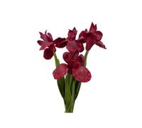 4pcs 18" Deep Red Iris Flower Artificial Bouquet Long Stem PU Fake Flowers