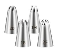 4pcs 1M 2D 2F 1B Cake Piping Tips, Cake Decorating Supplies Piping Tips, Piping Nozzles Decorating Tips, Baking Tools For Buttercream, Icing, Birthday Cake, Cupcake, DIY Art