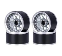 4Pcs 2.2 Inch Aluminum Alloy Beadlock Wheels Rim 12mm Hex for 1/10 RC Crawler Axial SCX10 90046 Wraith Capra TRX4 TRX6 D90 (Titanium)