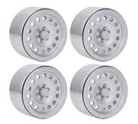 4Pcs 2.2inch Aluminum Alloy Wheel Hubs for 1/10 Scale RC Car, RC Wheel Hub Accessory with CNC Processing, Compatible with TRX4 SCX10 RR10 90048, Includes Screws and Connecto (Silver)