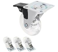 4Pcs 2/3 Inch Transparent PU Stem Casters, Universal Crystal Wheels for Office Chairs, No Noise Small Cart Industrial Wheels, 3 Inch Size Without Brakes