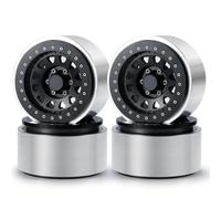 4PCS 2.9 Inch Beadlock Wheel Rim Aluminum Wheel Hub Compatible With 1 6 Scale RC Crawler Cars Including SCX6 AXI05000 Upgrade Parts Compatible with Off Road Remote Control Vehicles(No.2 Black)