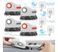 4pcs 2 in 1 Window Groove Cleaning Brush,New Multifunction Hard Bristle Crevice Cleaning Brush,Window Track Cleaning Tools with Hidden Scraper,Grout Cleaner Grip Brush for Sliding Door Track