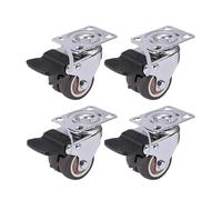 4pcs 2 Inch Brake Swivel Caster Wheels For Trolley Pallet Universal Mute Soft Rubber Heavy Duty Rollers Furniture Hardware for Workbench(4pcs With Brake,2 inch)