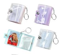 4Pcs 2 Inch Mini Photo Album Keyring, 20 Pockets Photo Storage PVC Mini Small Photo Album Binder with Keychain Clear Pocket Photo Album Keychain for Cards, Pictures, Picture Cards, ID Photo