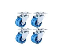 4Pcs 2-inch Nylon Flat Bottom Double Row Caster Silent Wear-Resistant High Temperature Resistant Universal Brake Wheel(A)