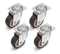 4Pcs 2-Inch Soft Rubber Caster Wheels Silent Universal Swivel Rollers with Brakes - & Easy Mobility for Furniture Cart Equipment and Home Use