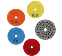 4PCS 2 Inch Wet Dry Polishing Pads | Flexible Sanding Discs for Granite Marble Tiles | 50mm Diamond Grinding Wheels with 8mm Hole | Grit 50-400 for Stone Glass Quartzite(4PCS Grit 50-400)
