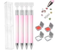 4PCS 2026 New Diamond Art Pens, Automatic Refillable Wax Pens for Diamond Painting & Nail Art, Quick Pick Up Gems Tools with 4 Replacement Clays(Gradient Pink)