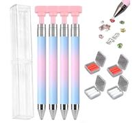 4PCS 2026 New Diamond Art Pens, Automatic Refillable Wax Pens for Diamond Painting & Nail Art, Quick Pick Up Gems Tools with 4 Replacement Clays(Gradient Blue)