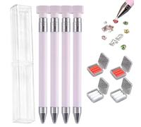 4PCS 2026 New Diamond Art Pens, Automatic Refillable Wax Pens for Diamond Painting & Nail Art, Quick Pick Up Gems Tools with 4 Replacement Clays(Pink)