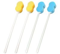 4Pcs 22 Inch Long Handled 8-Shaped Sponge for Shower - with Hanging Hole Yellow & Blue Bath Sponge for Back Arm Body Cleansing