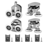 4Pcs 23mm Shower Door Rollers Replacement, Sliding Glass Door Wheels for Curved Shower Enclosures, Bathroom Roller Runners, Fits 4-6mm Glass, Anti-Collision Block (2 Top and 2 Bottom Rollers)