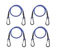 4Pcs 24 Inch Bungee Cord with Carabiner Clip, Superior Rubber Heavy Duty Straps Strong Elastic Rope for Outdoor Tent, Luggage Rack, Camping, Cargo, Bike, Transporting, Storage (Blue)
