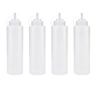 4PCS 240ml/8oz Squeeze Bottles, Plastic Condiment Bottle with Twist On Cap Lids, Squeeze Bottle for Sauces, Ketchup, Barbecue, Syrup, Paint