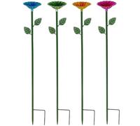 4PCS 25 Inch Bee Watering Station, Flower-Shaped Metal Butterfly Feeder with Stake, Bee Bath & Pollinator Drinking Spot for Garden, Yard & Patio