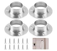 4PCS 25mm Wardrobe Rail Bracket End Sockets with Screws,Stainless Steel Wardrobe Pole Brackets,Rod End Supports for Hanging Rail Brackets,Wardrobe Rail Locking End for Wardrobe Shower Curtain
