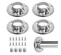 4PCS 25mm Wardrobe Rail Brackets with Screws,Round Wardrobe Rail Locking End Socket Heavy Duty Zinc Alloy Pole Holder Sockets Wall Mount Rod Pole Holder for Clothes Rail, Towel Bar, Shower Curtain