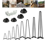 4PCS 28 inch/71cm Black Hairpin Table Legs DIY Furniture Legs Metal Table Legs for Coffee Tables, Modern Desks,Night Stands Breakfast Bar Stand,Bench,with Screws & Floor Protectors, 3 Rods