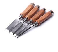 4Pcs 280mm Chrome Vanadium Steel Wood Chisel Set 6/12/19/25mm Flat Carving Chisel Carpenter Tools Wood Carving kni-FES Graver