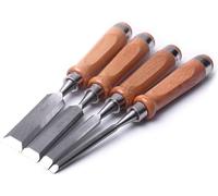 4Pcs 280mm Chrome Vanadium Steel Wood Chisel Set 6/12/19/25mm Flat Carving Chisel Carpenter Tools Wood Carving kni-FES Graver