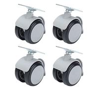 4Pcs 2in Rubber Caster Wheels with Brake, Top Plate Mounting 4 - Hole Swivel Casters for Office Chairs, Barbecue Grills, Utility Carts and Shelving Units