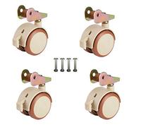 4PCS 2Inch Rubber Swivel Caster Wheels for Baby Cribs Silent Double Wheel Furniture Casters with Brake 80kg Load Capacity Includes Screws and Metal Flip B
