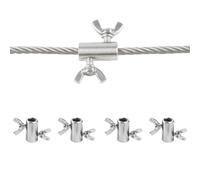 4PCS 2mm Wire Rope Clips with Wing Screws, Stainless Steel Double Holes Hand Twisted Wire Rope Clamps for Cable Fastening