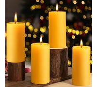 4PCS 2x4 inch Natural Beeswax Pillar Candles,100% Pure Beeswax Candles Emergency 140 Hours Burning Time Smokeless Dripless Pillar Candle,Bees Wax Candlestick for Home Holidays Decor Spa Relaxation