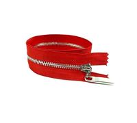 4Pcs 3# 15cm to 70cm Metal Zippers Closed-End and Open-End for Bag Pocket Garment Repair Kit DIY Accessory,Red Silver,Close End-18cm