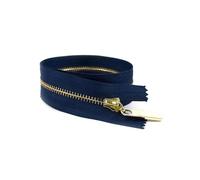 4Pcs 3# 15cm to 70cm Metal Zippers Closed-End and Open-End for Bag Pocket Garment Repair Kit DIY Accessory,Navy Blue Gold,Close End-20cm