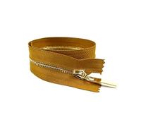 4Pcs 3# 15cm to 70cm Metal Zippers Closed-End and Open-End for Bag Pocket Garment Repair Kit DIY Accessory,Brown Gold,Close End-20cm