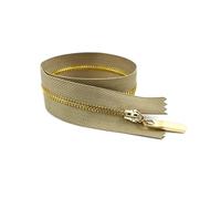 4Pcs 3# 15cm to 70cm Metal Zippers Closed-End and Open-End for Bag Pocket Garment Repair Kit DIY Accessory,Khaki Gold,Close End-20cm